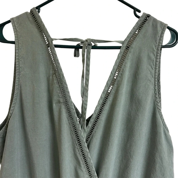 Anthropologie Cloth & Stone Juliana Jumper Sage Green Cropped Jumpsuit Womens Lg - Picture 4 of 16